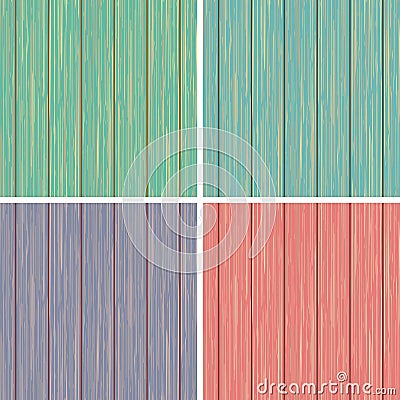 Wood seamless pattern set. Colored wooden texture. Vector Illustration