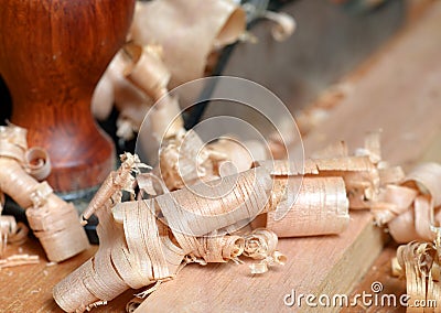 Wood shavings Stock Photo