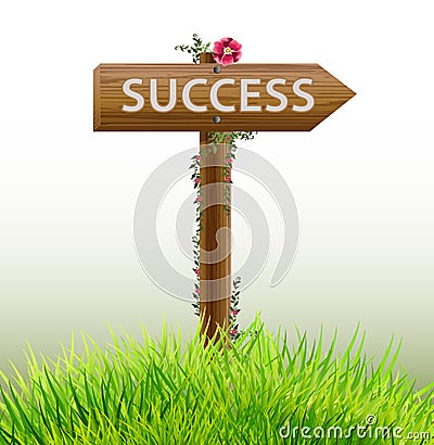 Wood Sign success business concept Vector Illustration