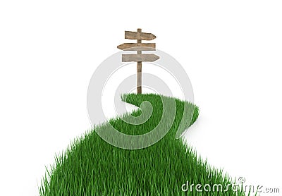 Wood signboard on driveway grass Stock Photo