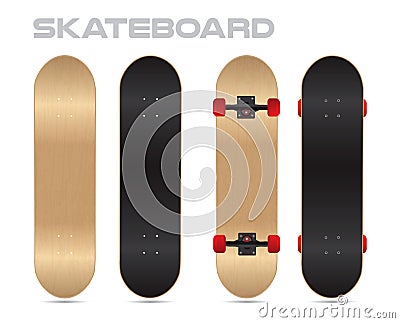 Wood skateboard template vector two sides Vector Illustration