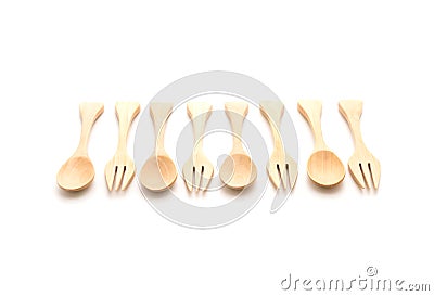wood spoon and fork Stock Photo