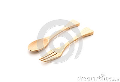 wood spoon and fork Stock Photo