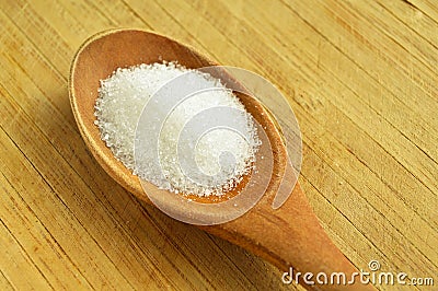 Wood spoon and sugar Stock Photo