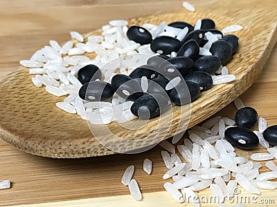 Black Beans and White Rice Stock Photo