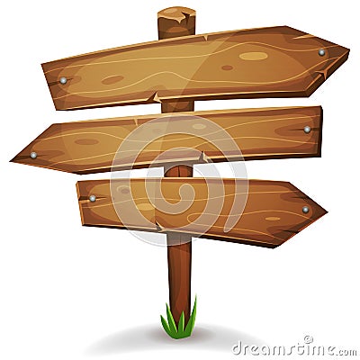 Wood Stake With Direction Signs Arrows Vector Illustration