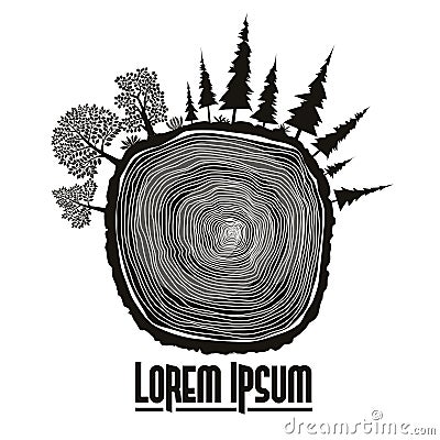 Wood stump emblem, tree trunk vector Vector Illustration