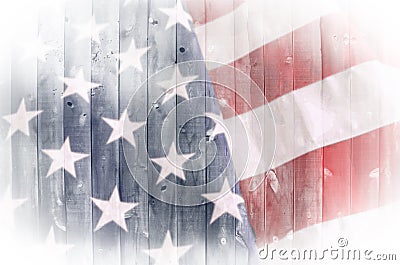 American Flag on Wood Stock Photo