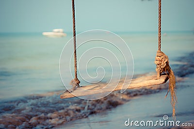 Wood swing Stock Photo