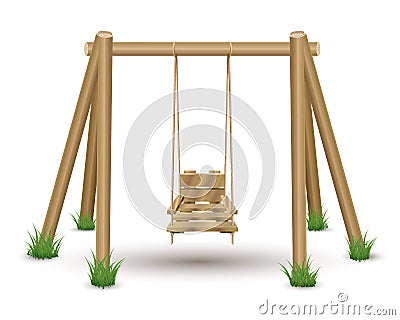 Wood Swing Vector Illustration