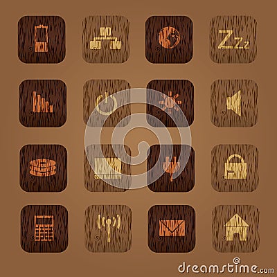 Wood texture computer buttons eps10 Vector Illustration