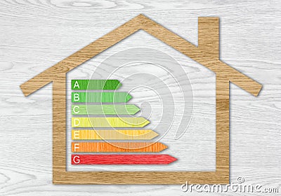 Wood Textured Energy Efficiency Certification Symbols Stock Photo