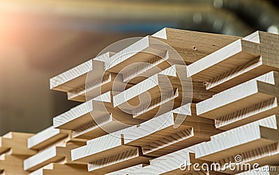 Wood timber construction material for background and texture. details wood production spike. composition wood products. abstract b Stock Photo