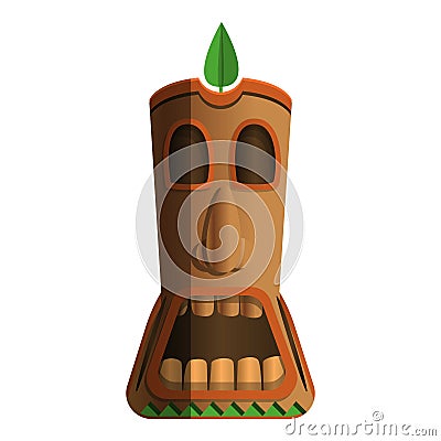 Wood totem idol icon, cartoon style Vector Illustration