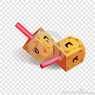 Wood traditional dreidel icon, realistic style Vector Illustration