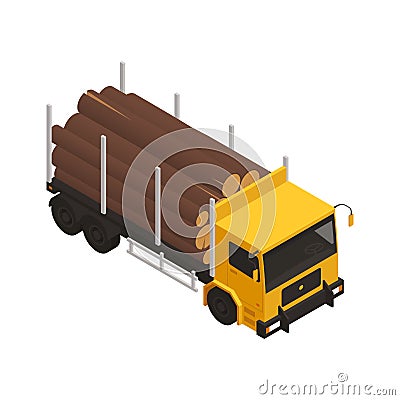 Wood Truck Sawmill Composition Vector Illustration