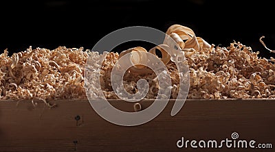 Wood turning shavings Stock Photo