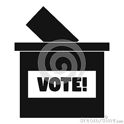 Wood vote box icon, simple style Cartoon Illustration