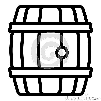 Wood whiskey barrel icon, outline style Vector Illustration