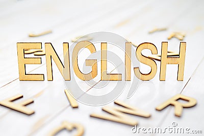 Wood word english Stock Photo