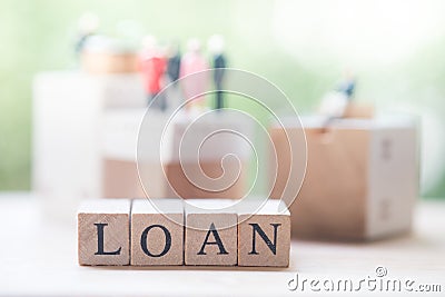 Wood word of `Loan` Stock Photo