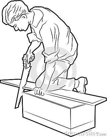 Wood worker2 Cartoon Illustration