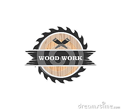 wood working lodge carpenter factory vector logo design Stock Photo