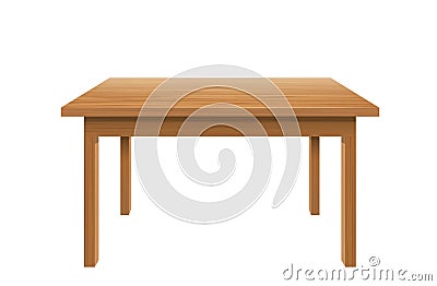 Wood writing tables. Brown table top with stylish plastic surface and trendy classic office. Vector Illustration