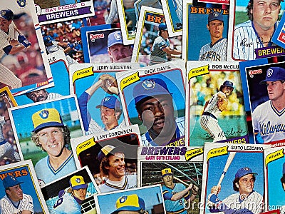 Milwaukee Brewers Baseball Cards Editorial Stock Photo