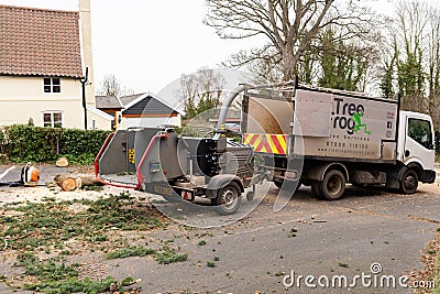 Woodbridge Suffolk UK February 19 2022: Tree surgeons carrying out emergency work after a extreme storm caused damage to a large Editorial Stock Photo