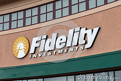 Fidelity Investments Exterior and Trademark Logo Editorial Stock Photo