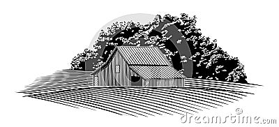 Woodcut Barn in Missouri Vector Illustration