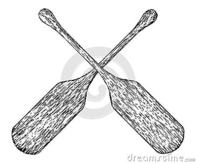 Woodcut Paddles Vector Illustration