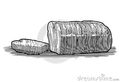 Woodcut Sliced Bread Loaf Vector Illustration