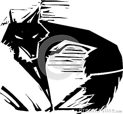 Woodcut style fox Vector Illustration