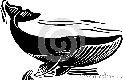 Woodcut Whale 6 Vector Illustration