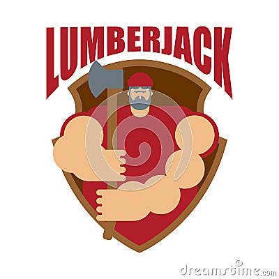 Woodcutter logo. Lumberjack sign. lumberman symbol. feller with Vector Illustration