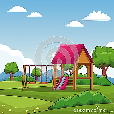 Woode playhouse at park Vector Illustration