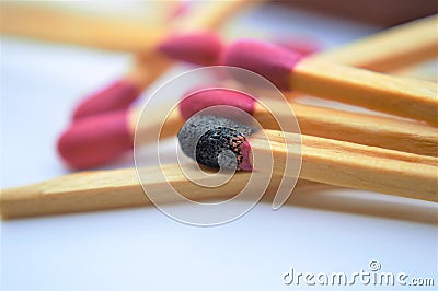 Wooden matches on white blackground sulfur object fire Stock Photo