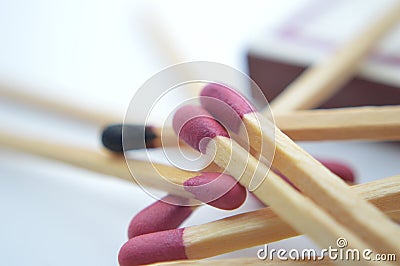 Wooden matches on white blackground sulfur object fire Stock Photo