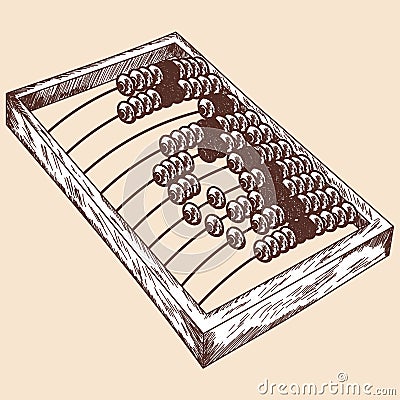 Wooden abacus sketch Vector Illustration