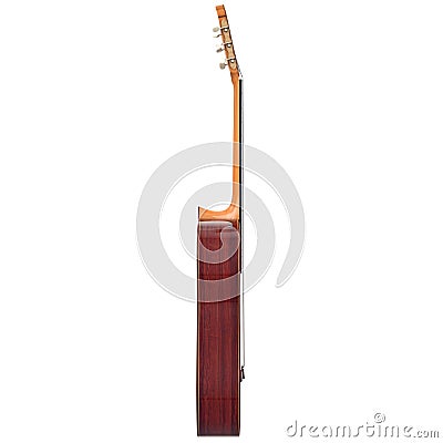 Wooden acoustic guitar, side view Stock Photo