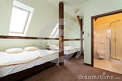 Wooden addition in a shared room Stock Photo