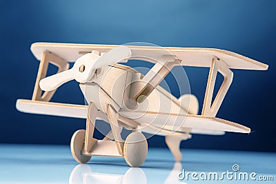 Wooden aircraft model. constructor for assembling toys Stock Photo