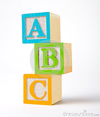 Wooden alphabet blocks Stock Photo