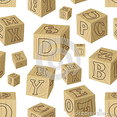 Wooden alphabet blocks pattern Vector Illustration