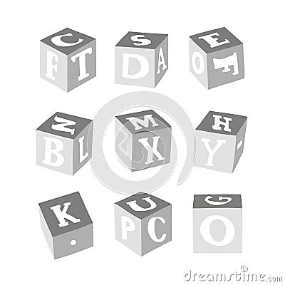 Wooden alphabet blocks Vector Illustration