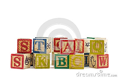 The wooden alphabet blocks Stock Photo