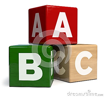 Wooden Alphabet Cubes ABC Toy Stock Photo