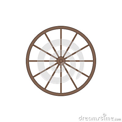 Wooden antique wheel. Stock vector flat illustration isolated on white background Cartoon Illustration